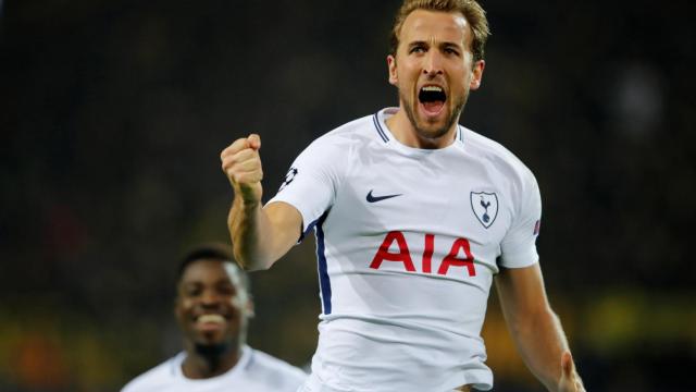 Harry Kane celebra su gol ante el Dortmund.
