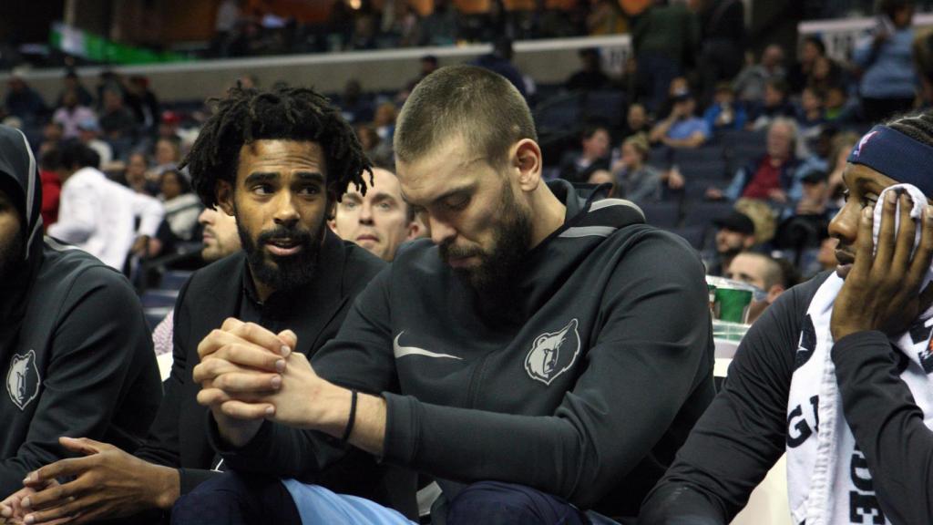 Marc Gasol, durante el último cuarto ante los Nets: no jugó ningún minuto.
