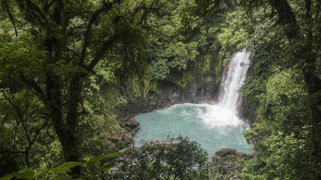 La catarata, en la que está prohibido el baño, es el principal atractivo de Río Celeste.