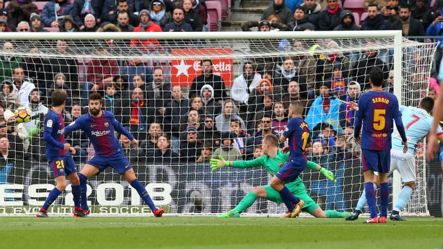 Maxi marca el segundo gol del Celta.