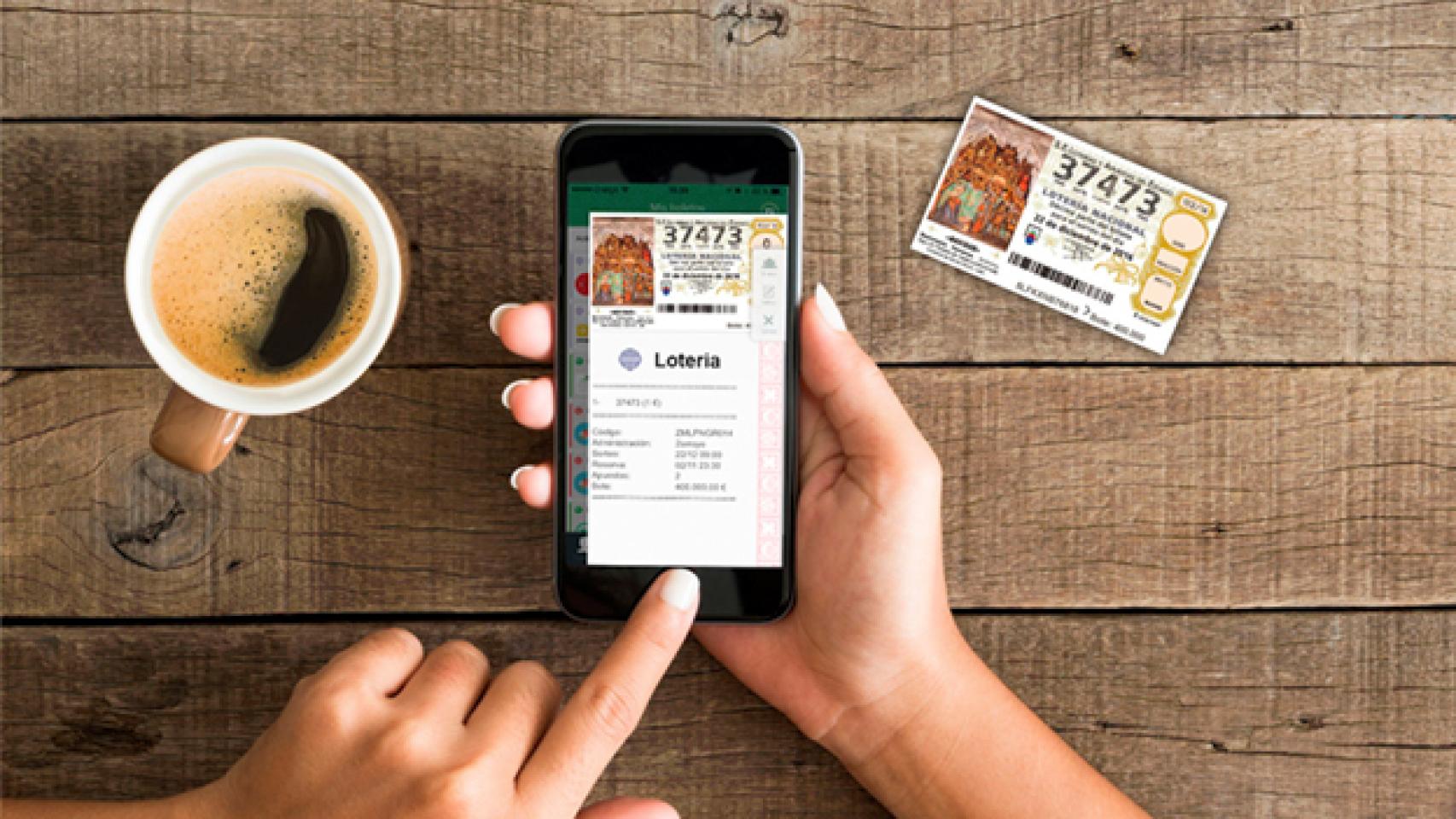 Lotería de navidad en el móvil.
