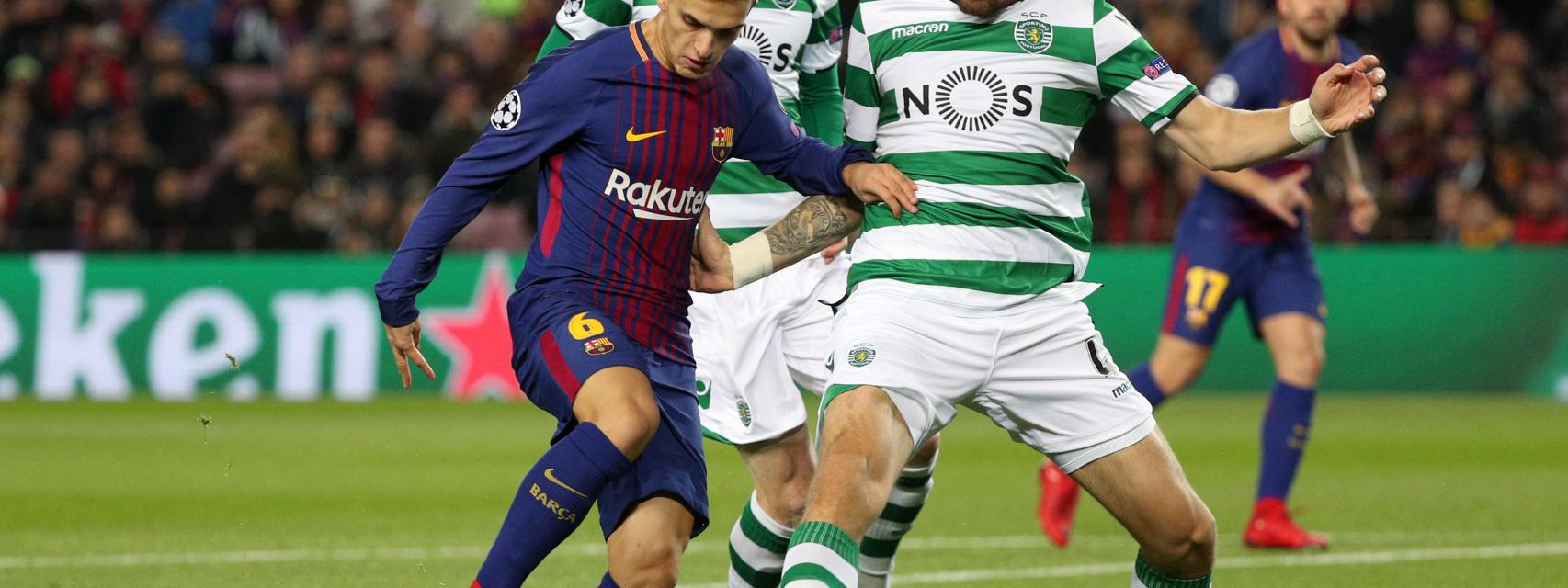 Denis Suárez en el Barcelona - Sporting de Lisboa.