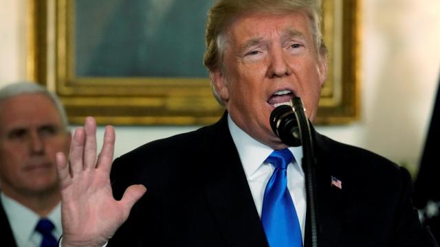 Trump durante su discurso reconociendo a Jerusalén como capital de Israel.