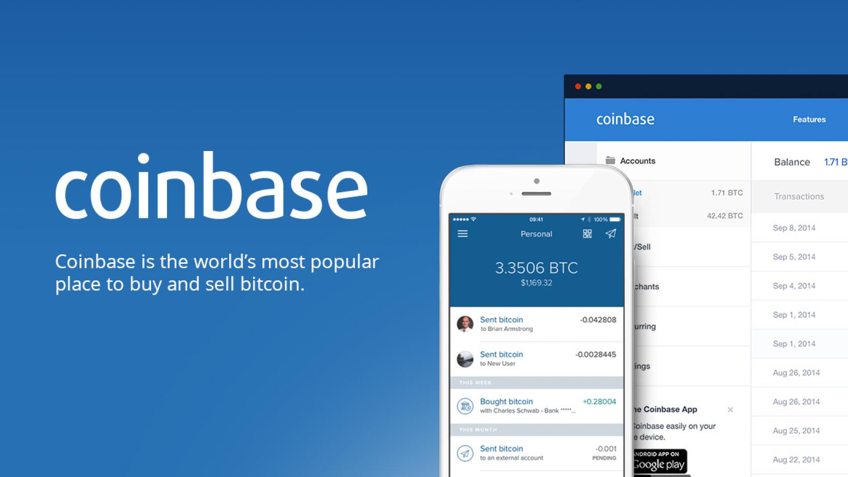 La aplicación de Coinbase.