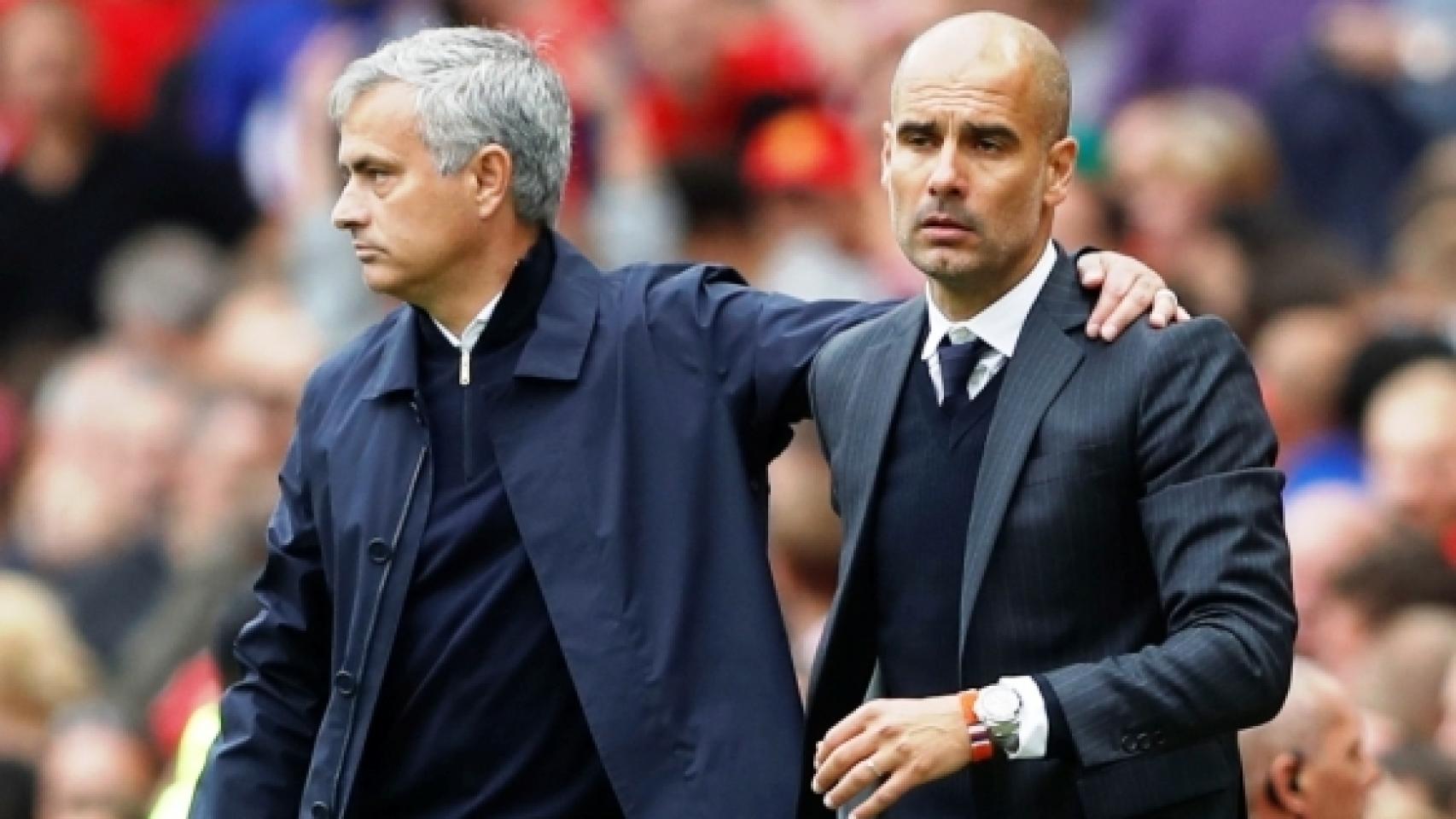 Mourinho y Guardiola en el United - City de la temporada pasada.