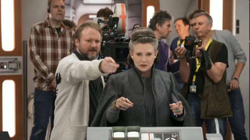 Carrie Fisher en el rodaje de la película.