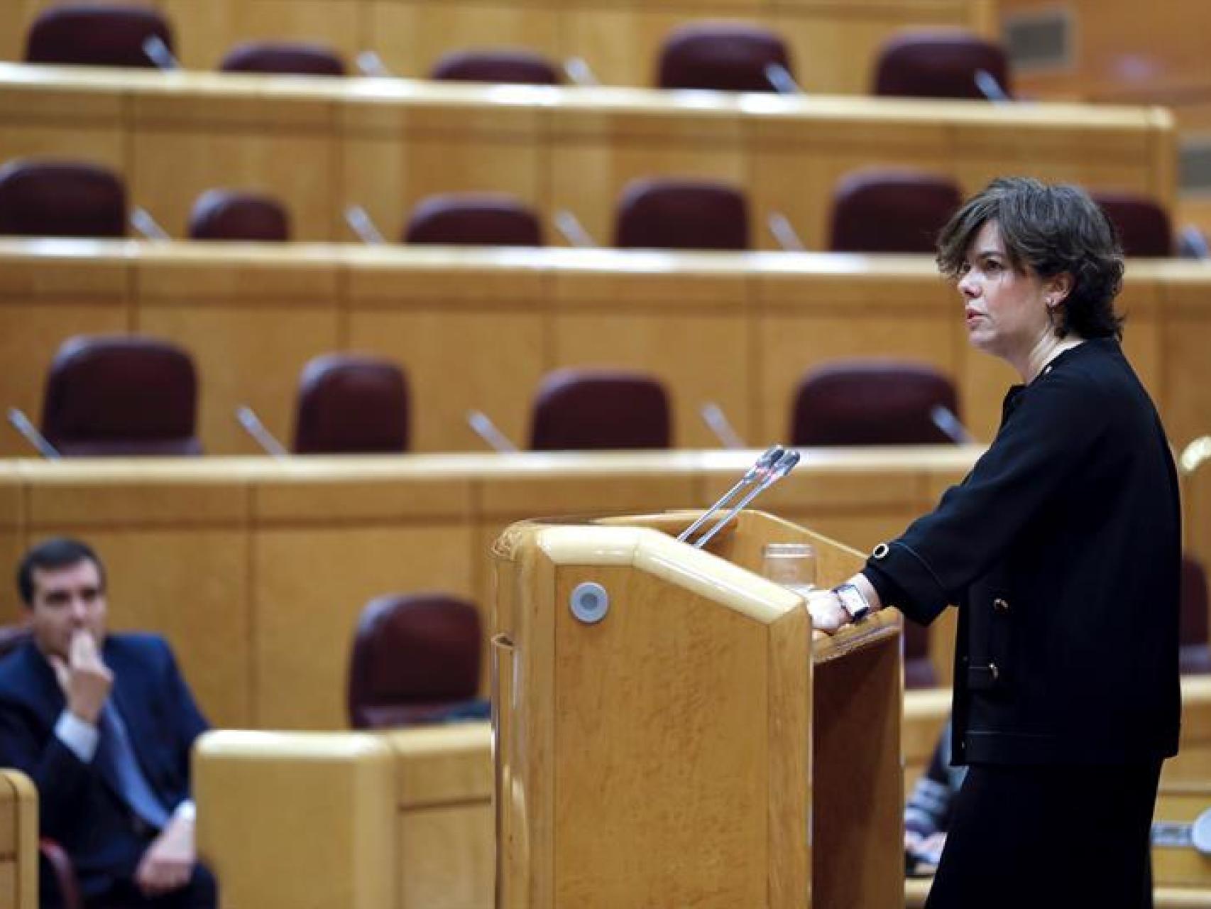 Sáenz de Santamaría habla sobre el 155 en el Senado esta semana.