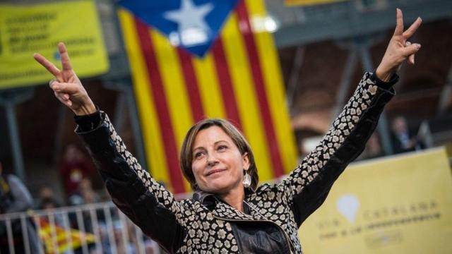 Carme Forcadell, durante la campaña electoral.