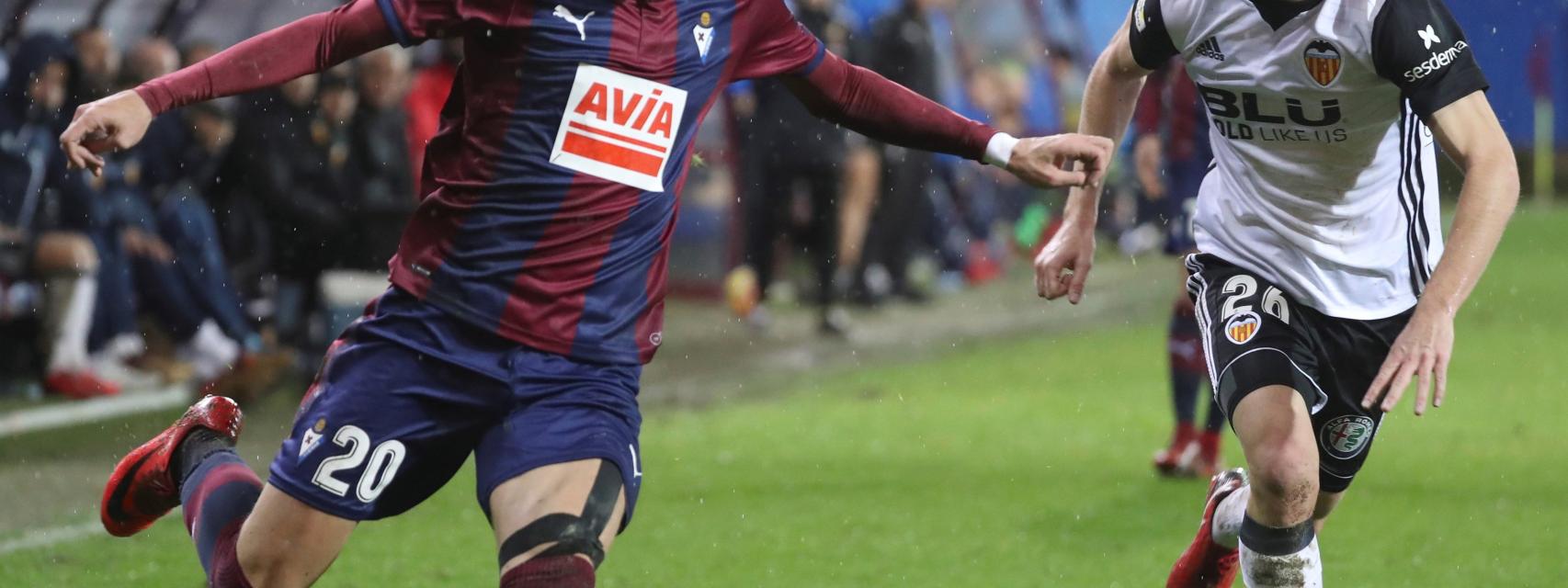 Iván Alejo en el último partido del Eibar.