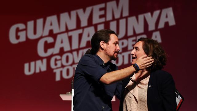 Iglesias y Colau en el cierre de campaña de los 'comunes'.