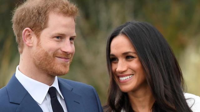 Harry y Meghan durante la presentación de su compromiso