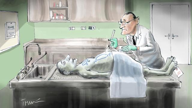 El preso 'resucitado' tenía el cuerpo con marcas tintadas para realizarle la autopsia