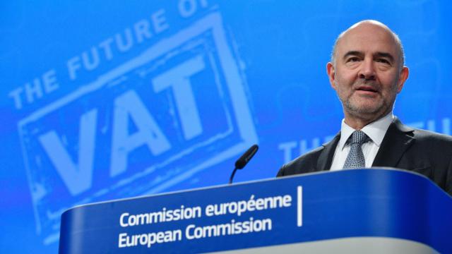 El comisario Moscovici, durante la presentación de la reforma del IVA