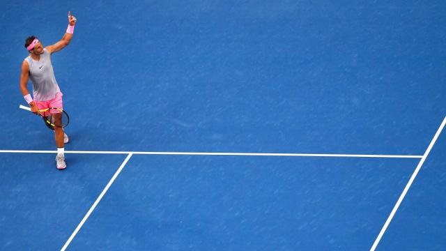 Nadal, celebrando su pase a cuartos del Abierto de Australia.