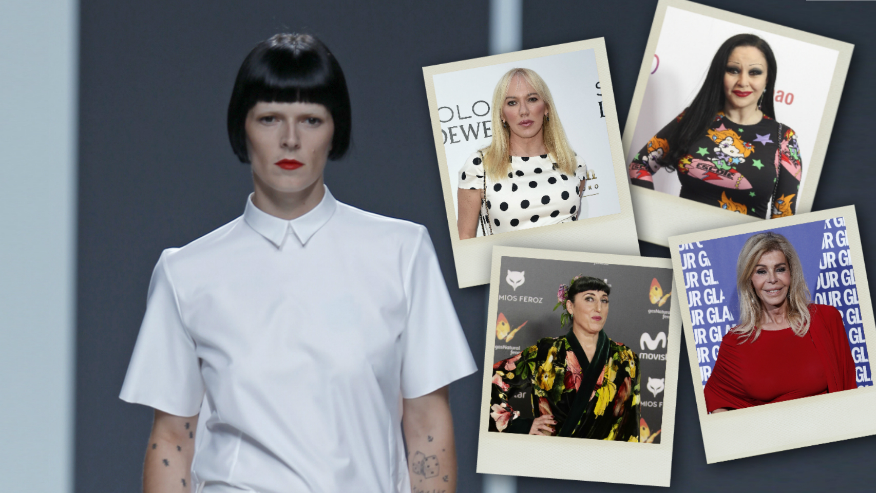 Montaje de Bimba Bosé con Topacio Fresh, Alaska, Rosy de Palma y Bibiana Fernández.