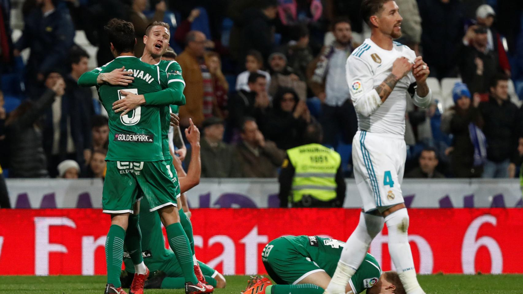 El Leganés hizo historia en el Bernabéu al imponerse al Real Madrid 1-2 para meterse en semifinales. / Reuters