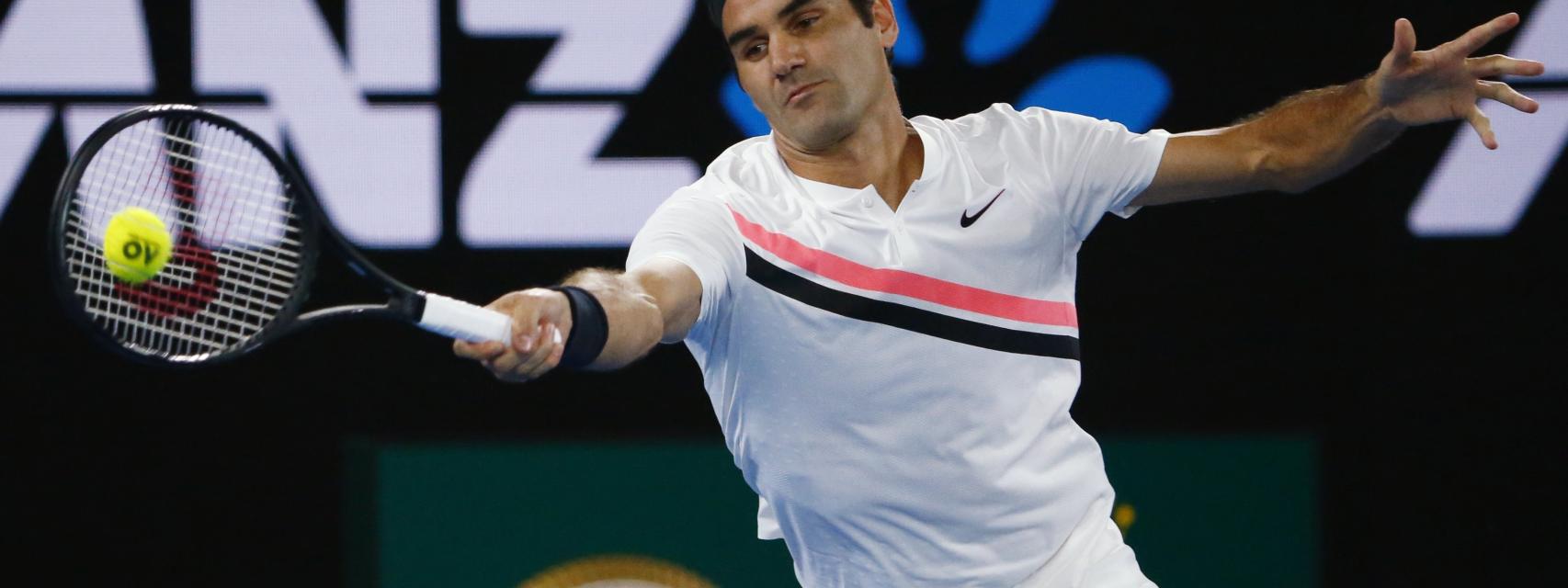 Federer, durante el partido ante Hyeon Chung.