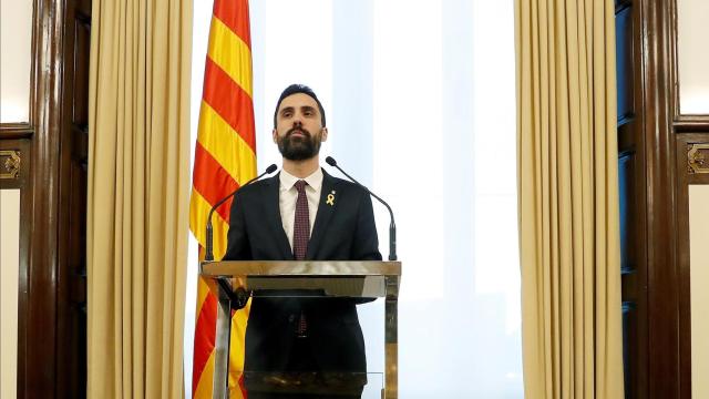 Carles Torrent durante su comparecencia.