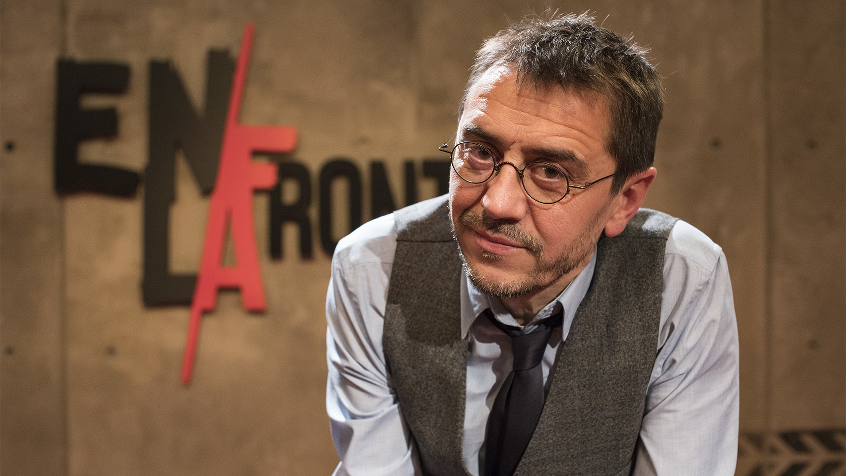 Juan Carlos Monedero en el plató de 'En la frontera'.