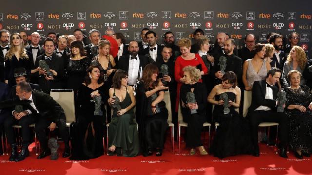 La foto de los ganadores en los Premios Goya 2018.