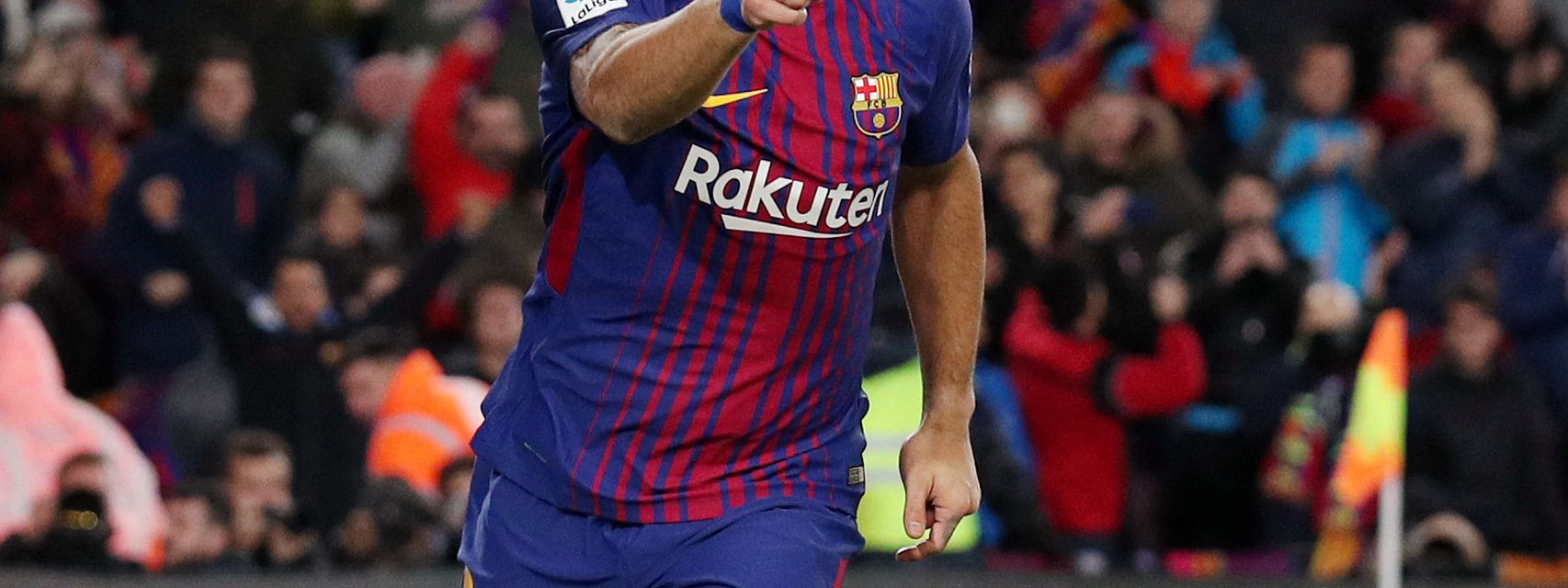 Luis Suárez celebra un gol con el Barcelona.