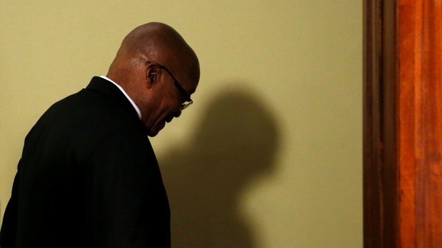 Jacob Zuma tras presentar su renuncia.