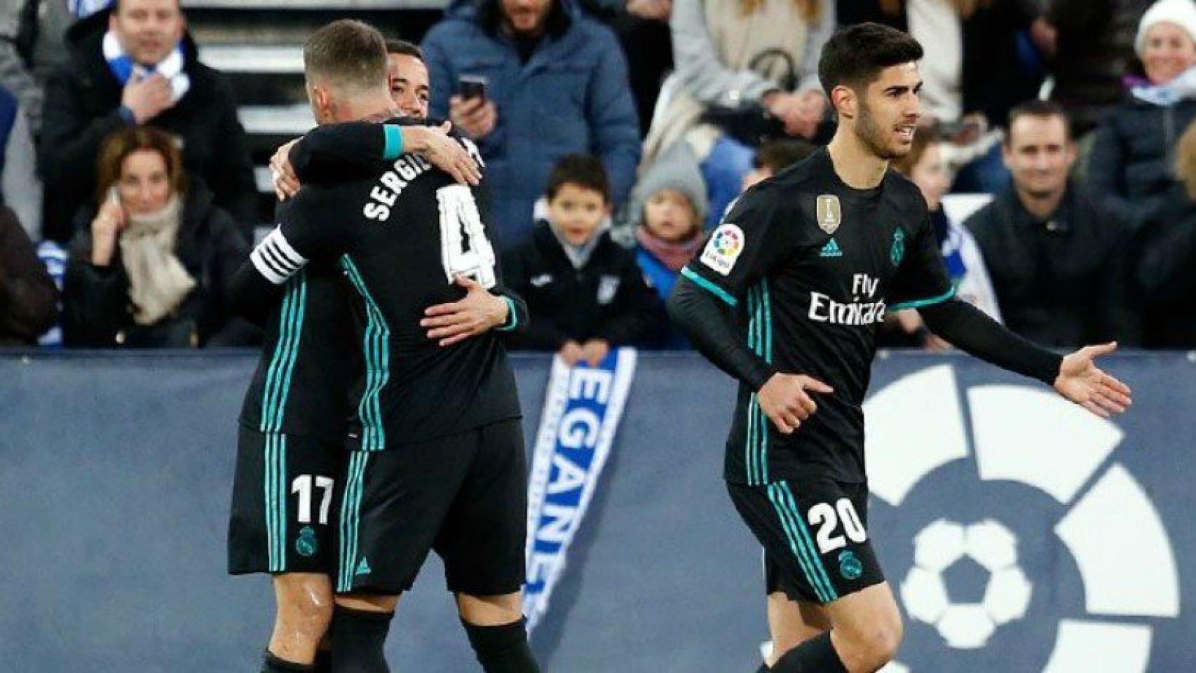 Los jugadores celebran en Butarque