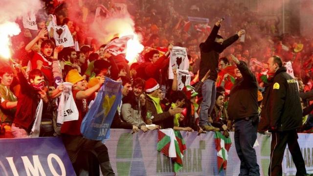 Los ultras de 'Herri Norte', en un partido de hace unos años.