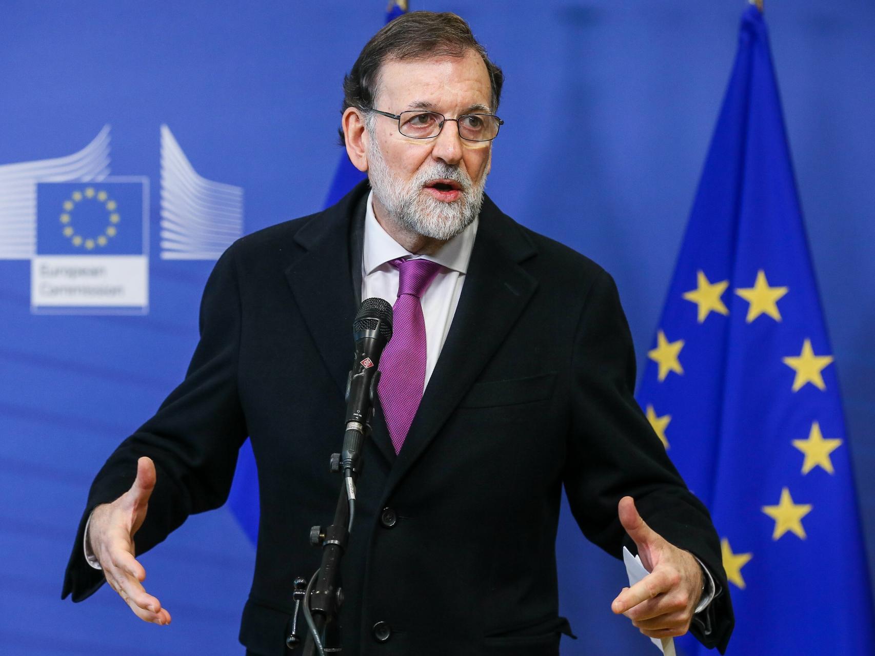 Rajoy durante la rueda de prensa en Bruselas