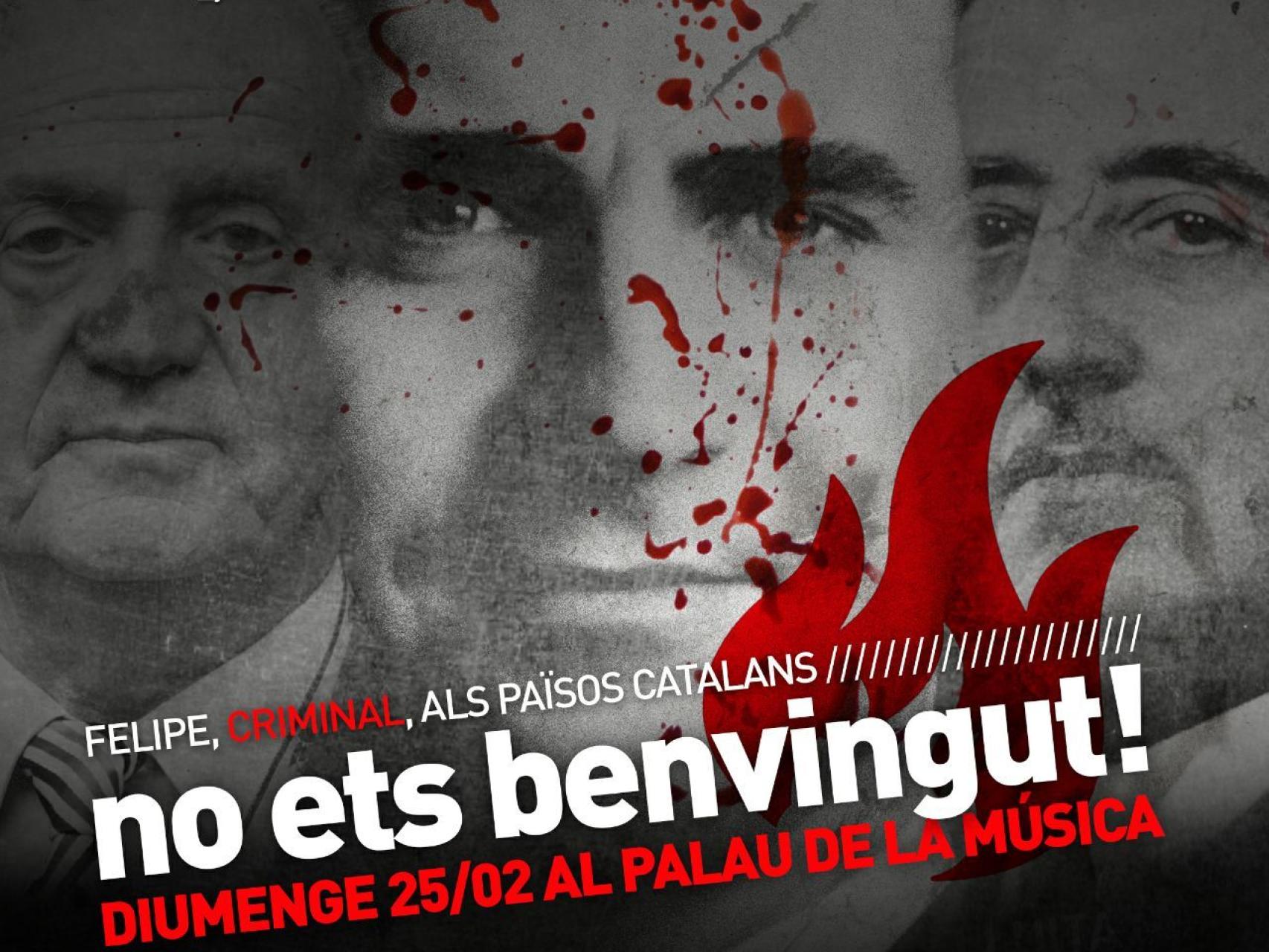 Cartel de Arran con la convocatoria para recibir a Felipe VI.