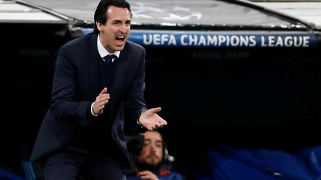 Unai Emery, durante el Real Madrid - PSG.