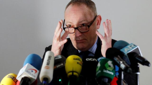 El abogado de Puigdemont, Ben Emmerson, durante la rueda de prensa