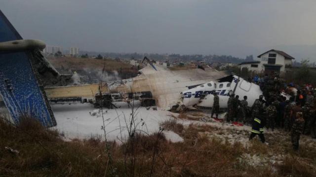 El avión estrellado en Katmandú.