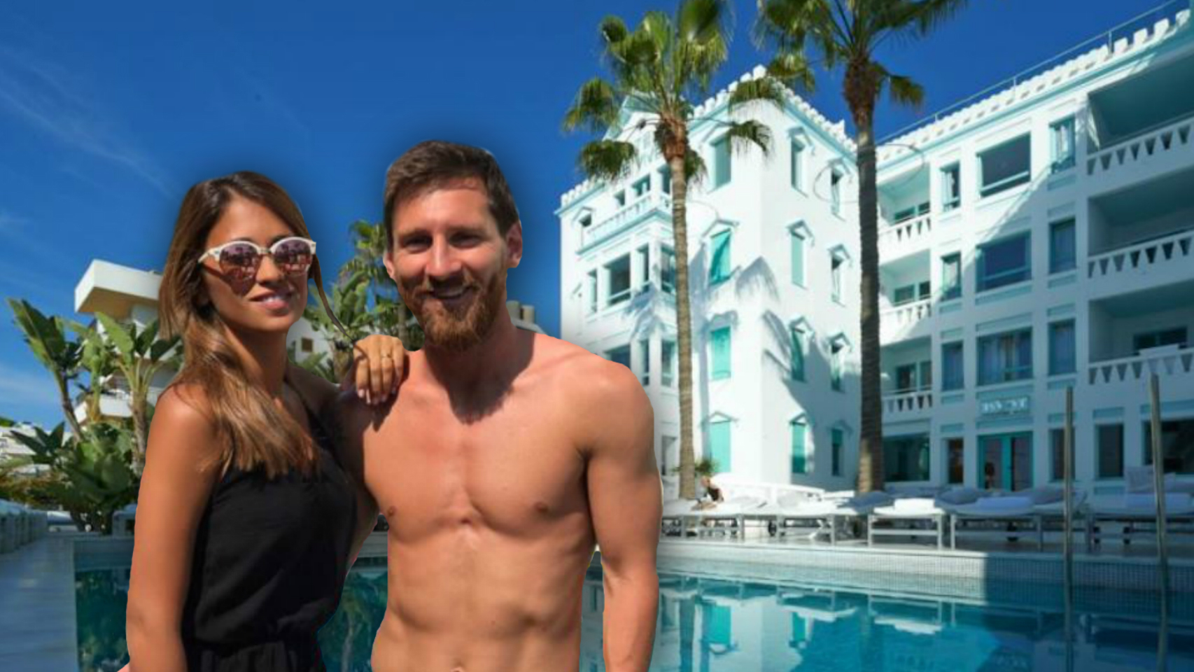 Leo Messi en un montaje en el hotel de Ibiza.