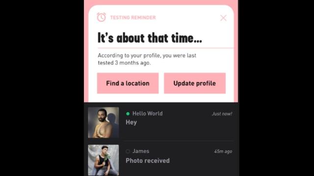 Aspecto del aviso para el usuario de que está en plazo de hacerse la prueba.