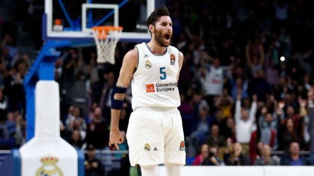 Rudy celebra una canasta durante el partido ante el Baskonia