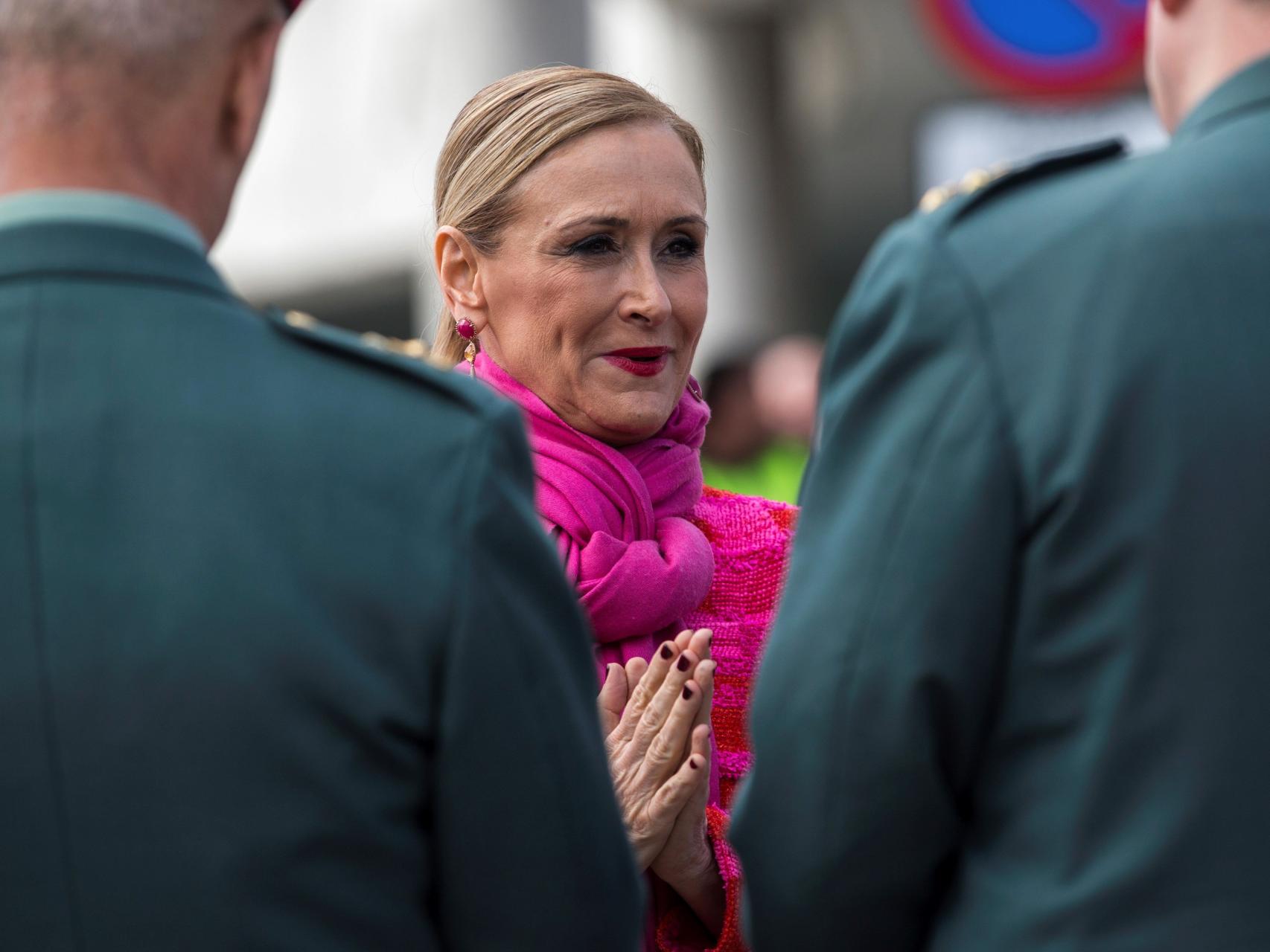 Cifuentes, este jueves en un acto de la Guardia Civil tras el bronco pleno de la Asamblea.