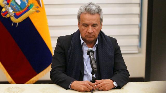 El presidente de Ecuador, Lenín Moreno, durante una conferencia de prensa.