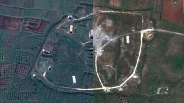Una de las zonas afectadas antes y después del ataque.