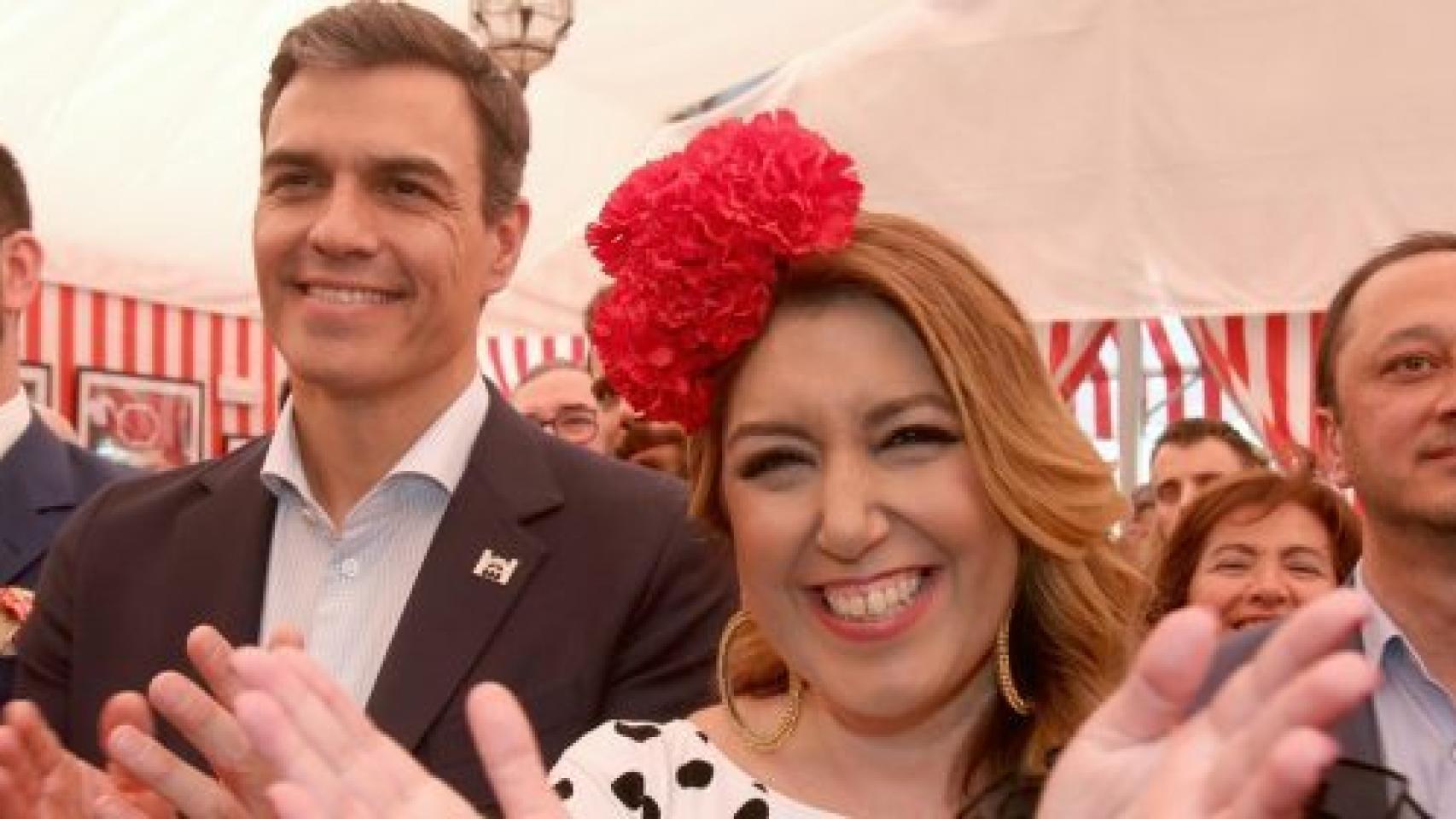Sánchez y Díaz en la Feria de Sevilla de 2018.