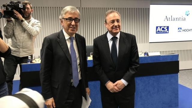 Giovanni Castelluci, CEO de Atlantia y Florentino Pérez, presidente de ACS.