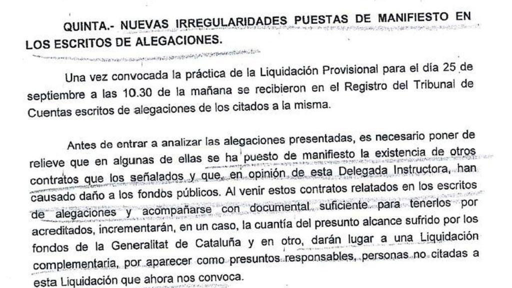 Acta de la liquidación provisional de gastos del 1-O.