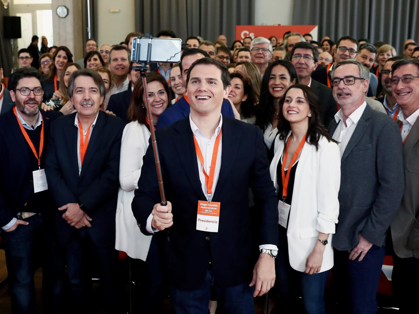 Albert Rivera y los barones regionales de Cs este sábado en El Escorial.
