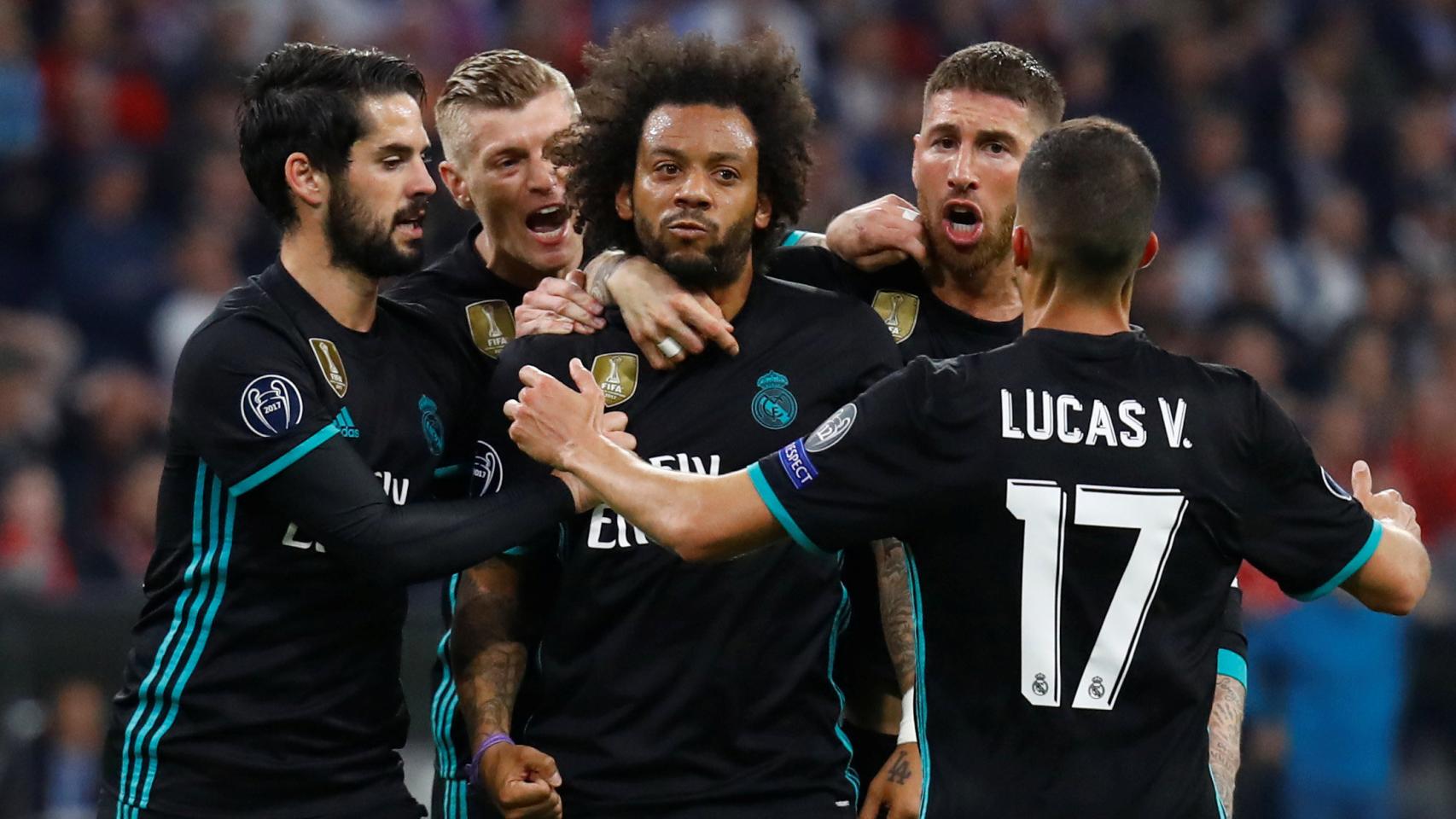 Marcelo celebró con furia el gol del empate después de que el 1-0 llegará por su banda. / Reuters