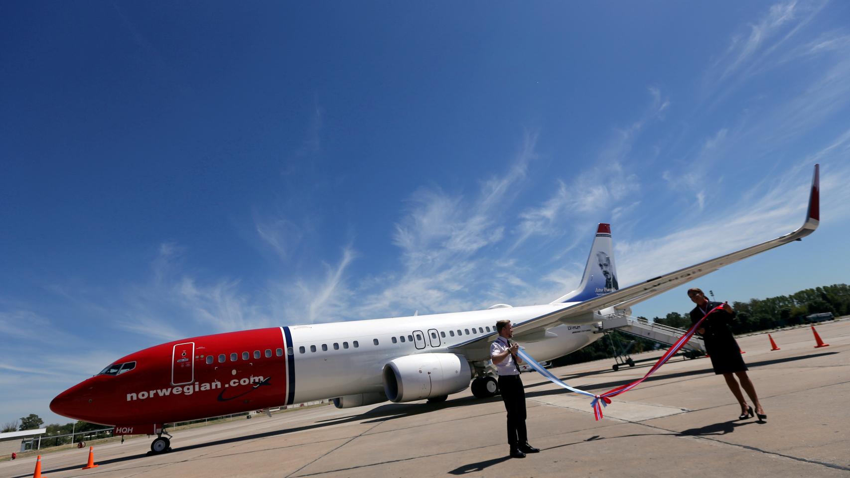 Imagen de archivo de un avión de Norwegian en el aeropuerto de Buenos Aires.