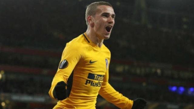 Griezmann celebra el gol del empate ante el Arsenal. Foto: Twitter (@elchiringuitotv)