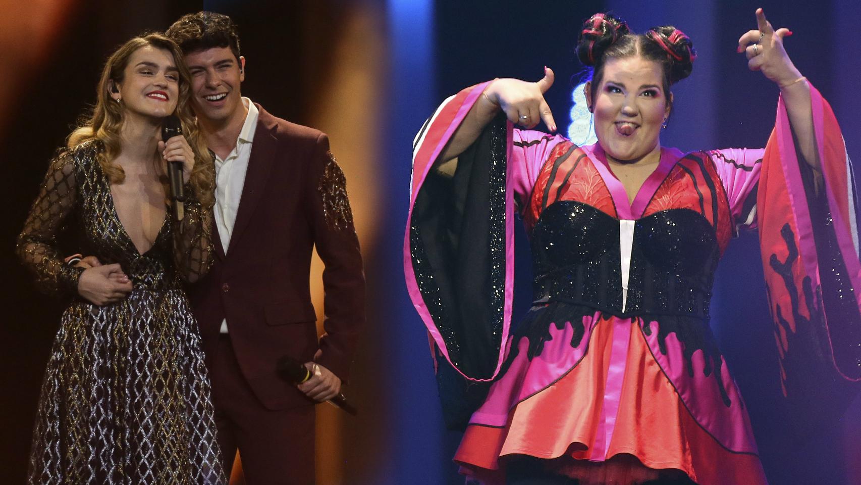 Alfred y Amaia y Netta, durante sus actuaciones.