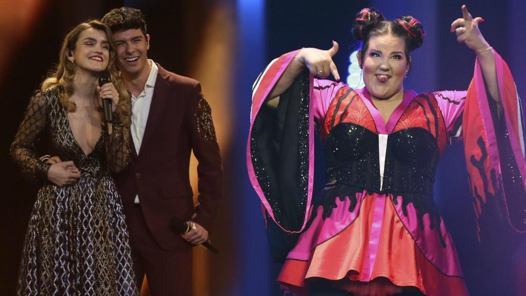 Alfred y Amaia y Netta, durante sus actuaciones.