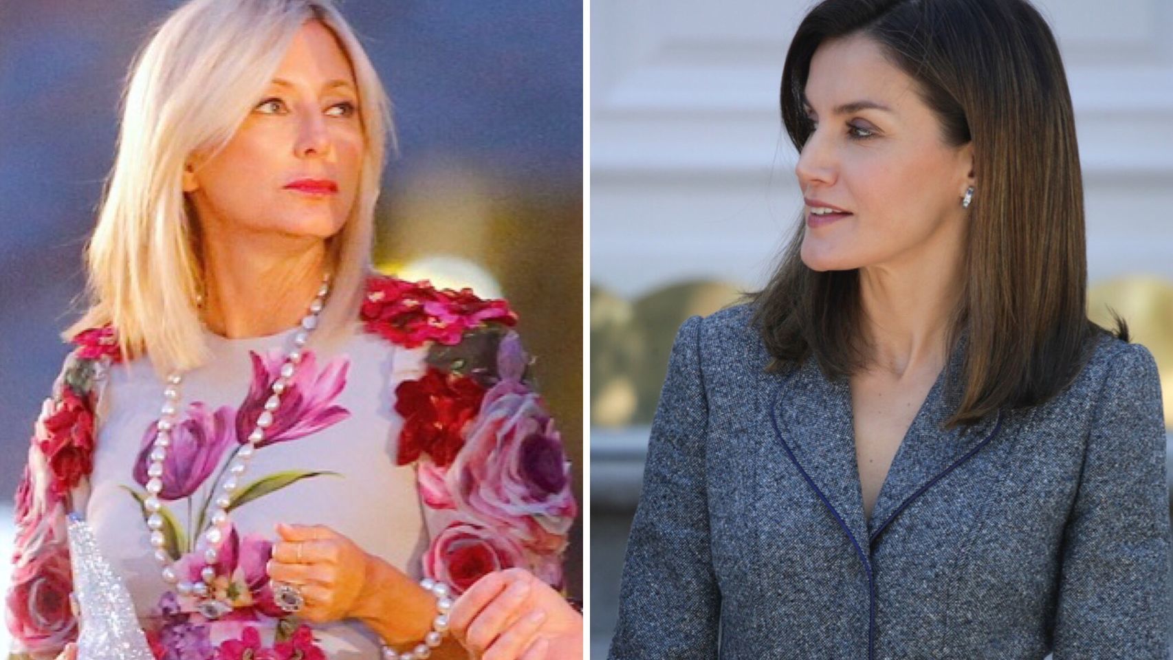 Marie-Chantal de Grecia y la reina Letizia en un montaje de Jaleos.