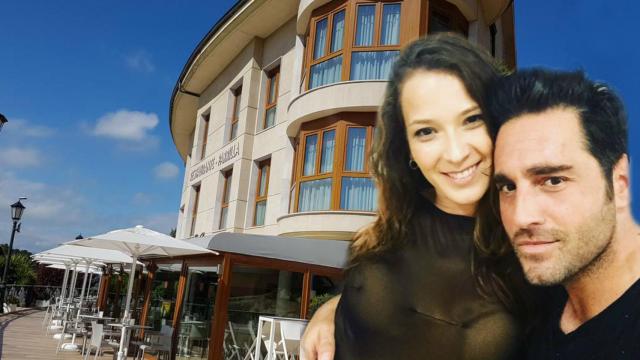 David Bustamante y Yana Olina frente al Hotel Faro de San Vicente, en un montaje de JALEOS.